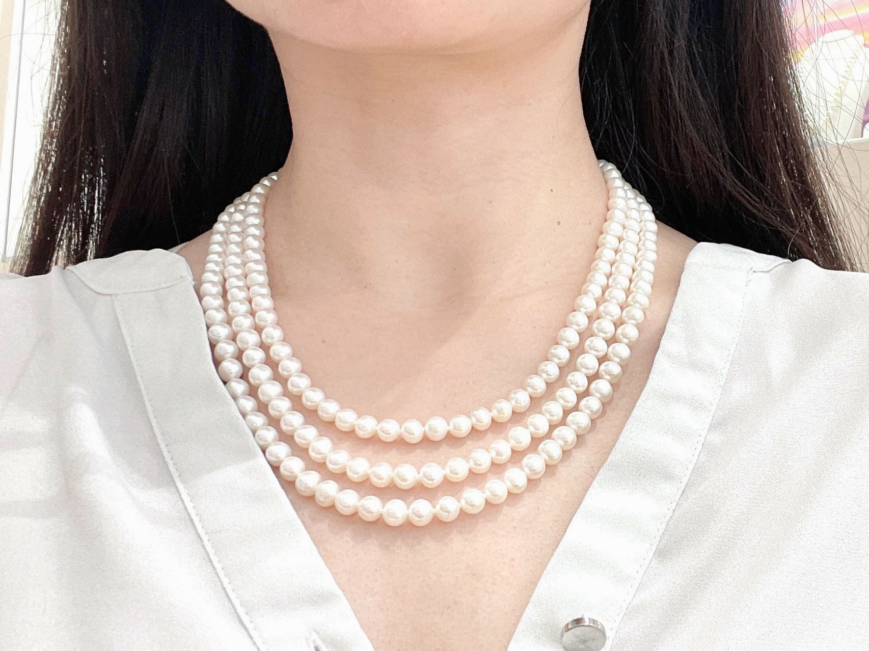 A B Davis Freshwater Pearl Necklace, White at John Lewis & Partners